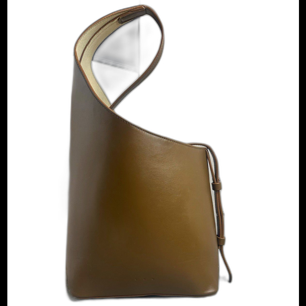 AESTHER EKME Demi Lune Brown Leather Shoulder Bag Solid Adjustable Strap